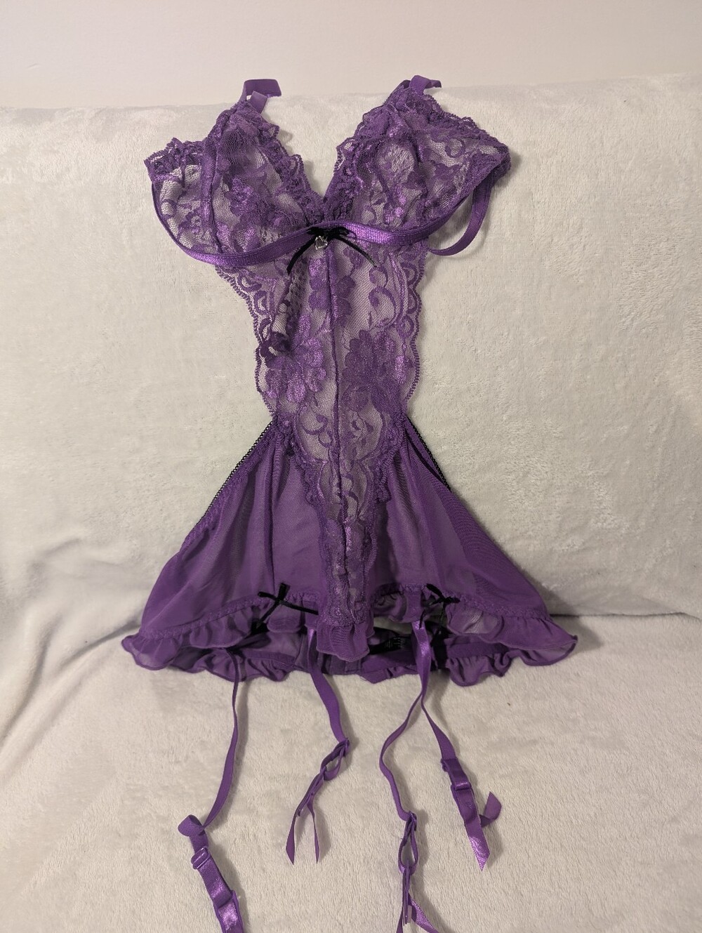 Body Rage Purple Lace Teddy Lingerie One Size
